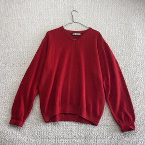 Green Coast Yachting Merino Wool Blend V-Neck Jumper Red Preppy Coastal Sz 50